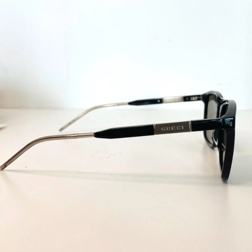 🔥 NEW MEN'S GUCCI BLACK & STEEL SUNGLASSES W/ CASE